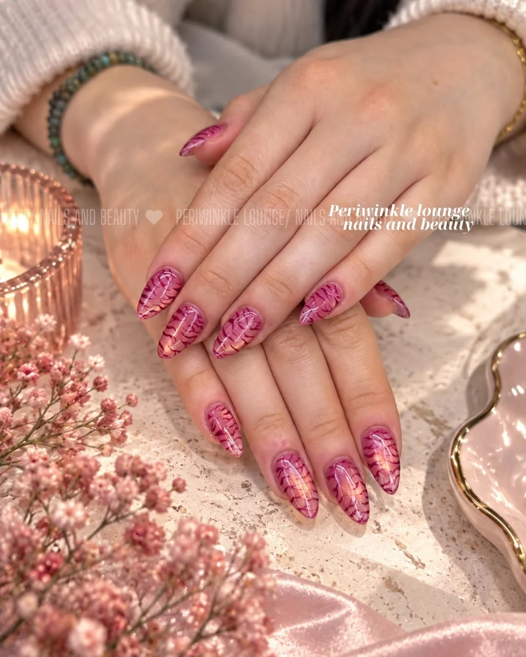 Berry Swirls nail art at Periwinkle Lounge