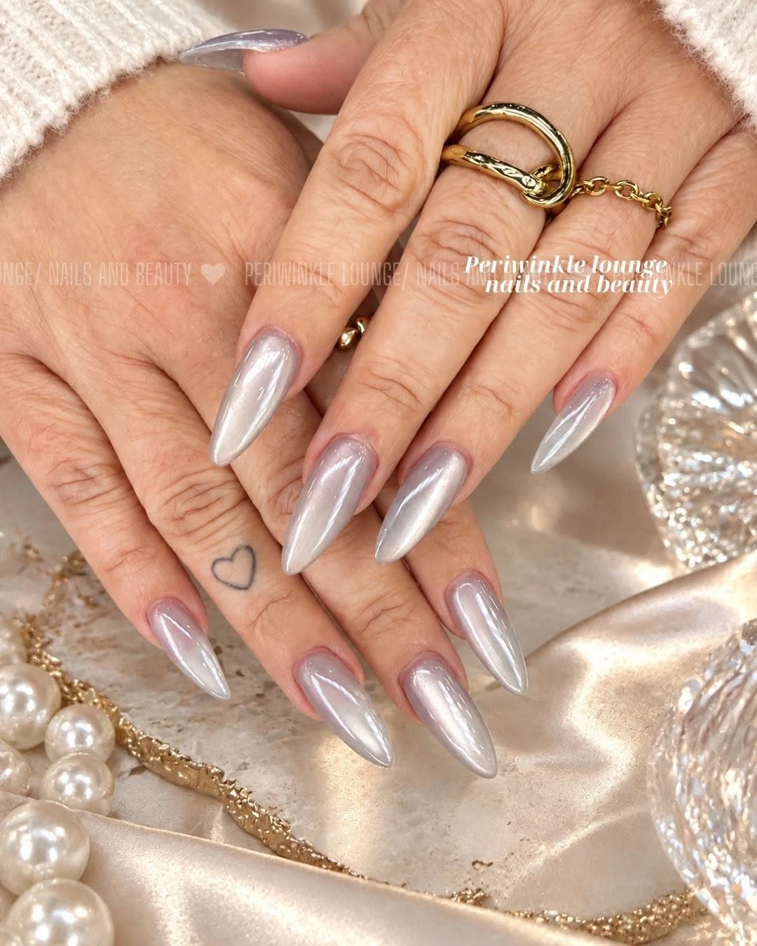 Pearl Chrome nail art at Periwinkle Lounge